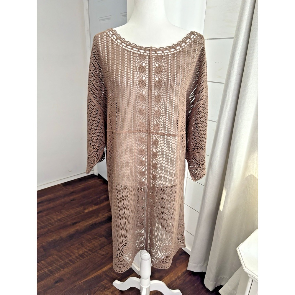 Slobe Iena Dress Womens Large Brown Coverup Beach Vacation Knit Bohemian Boho‎
